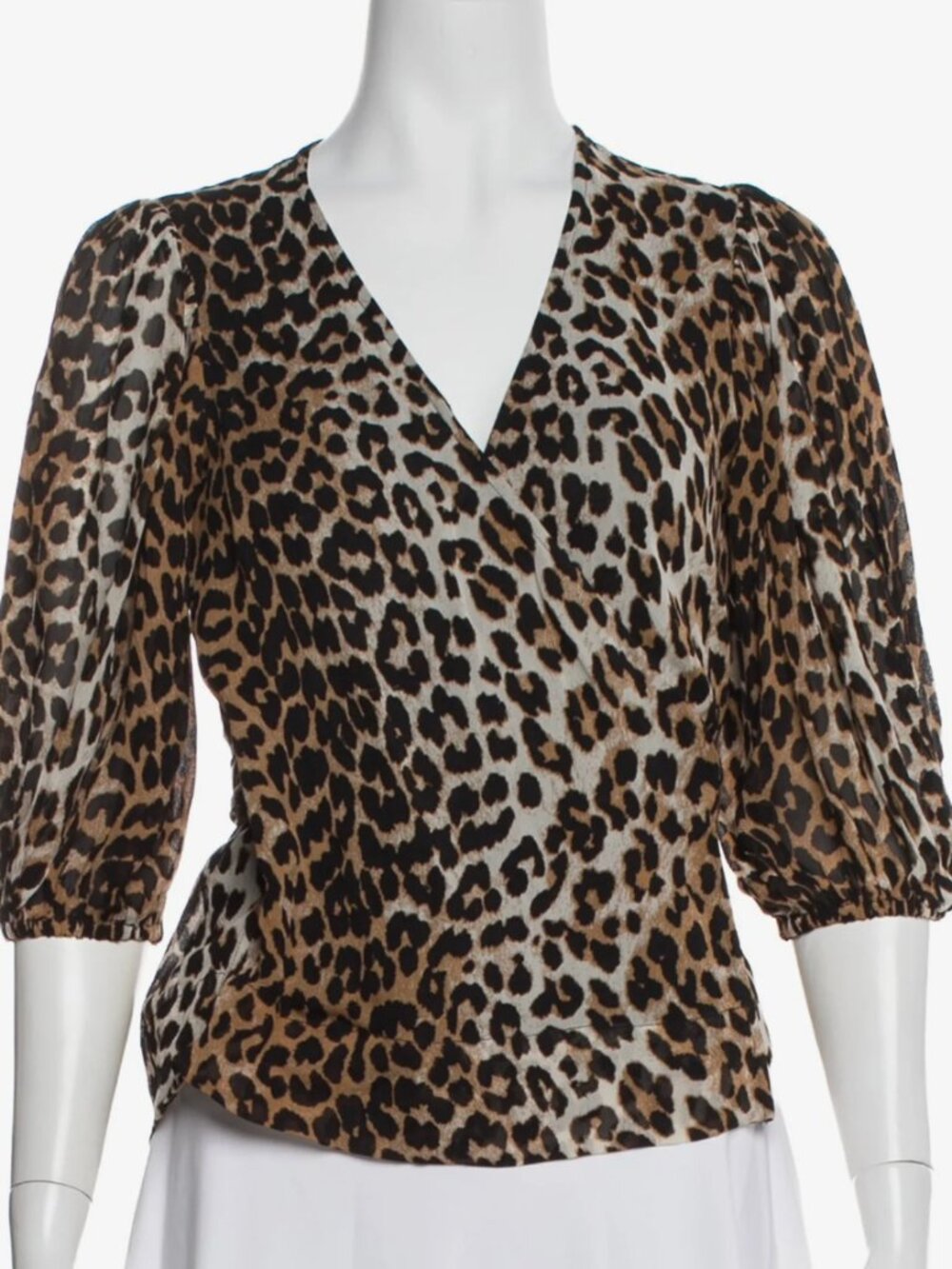 NWT GANNI Leopard Wrap Blouse